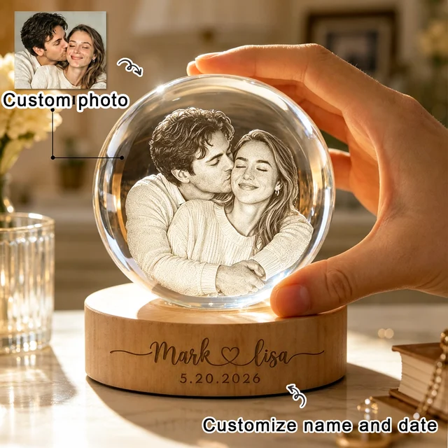 Personalized 3D Crystal Ball with Photo & Text