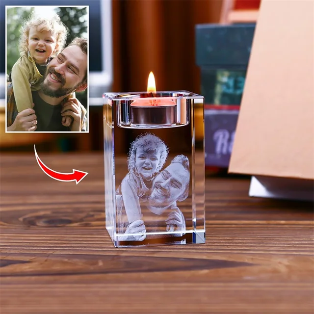 Personalized 2D/3D Photo Crystal Candle Holder